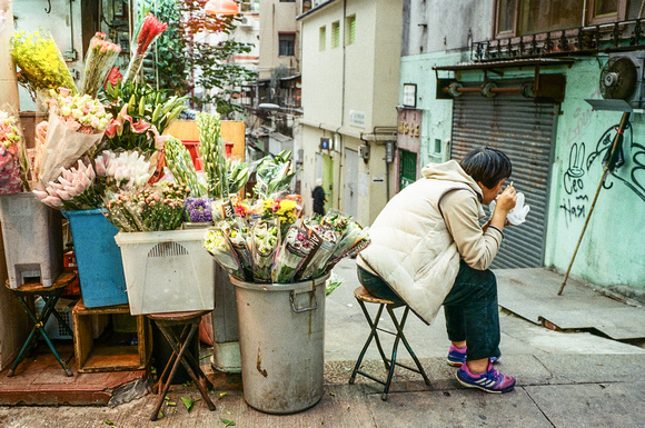 Flower Lady, Central, Hong Kong (35mm Film)